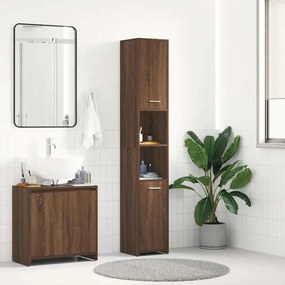 vidaXL Ντουλάπι Μπάνιου Καφέ Δρυς 30x30x183,5 εκ. Επεξεργασμένο Ξύλο