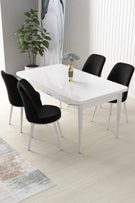 Dining Table &amp; Chairs Set (5 Pieces) Nil - White, Black White
Black