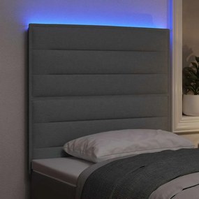 vidaXL LED κεφαλάρι με φώτα λωρίδας LED Ανοιχτό γκρι 100 cm ύφασμα