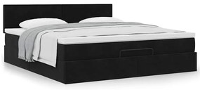 vidaXL Οθωμανικό κρεβάτι με στρώμα Μαύρο 160x200cm Velvet