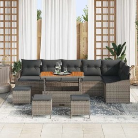 vidaXL Σετ Καναπέ Κήπου με μαξιλάρι 10 pcs Γκρι Πολυ ράταν
