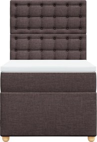 vidaXL Κρεβάτι Boxspring με Στρώμα Σκούρο Καφέ 90x190 εκ. Υφασμάτινο