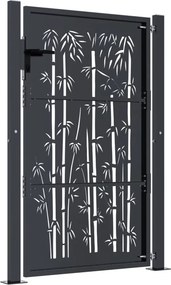 vidaXL Πόρτα Κήπου Ανθρακί 100x125 εκ. Σχέδιο Ατσάλινου Μπαμπού