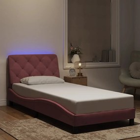 Πλαίσιο Κρεβατιού με LED Ροζ 80x200 εκ. Βελούδινο