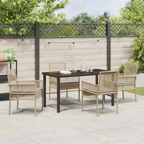 vidaXL Σέτ φαγητού για κήπο με μαξιλάρι 5 pcs Μπεζ Πολυ ράταν