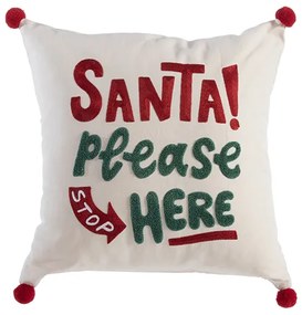 Χριστουγεννιάτικo Διακοσμητικό Μαξιλάρι Santa Please Off White 45x45 - Nef Nef