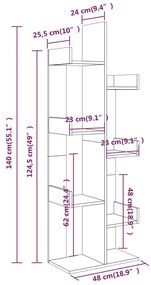 vidaXL Βιβλιοθήκη Καφέ Δρυς 48 x 25,5 x 140 εκ. από Επεξεργασμένο Ξύλο