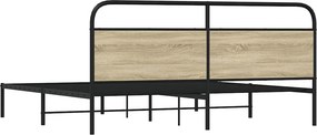 vidaXL Σκελετός Κρεβ. Χωρίς Στρώμα Sonoma Δρυς 180x200 εκ. Μεταλλικό