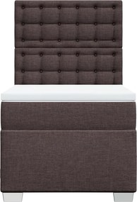 vidaXL Κρεβάτι Boxspring με Στρώμα Σκούρο Καφέ 90x200 εκ. Υφασμάτινο
