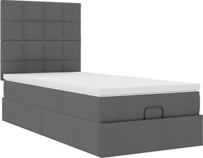vidaXL Οθωμανικό κρεβάτι με στρώμα σκούρο γκρι 90x200cm ύφασμα