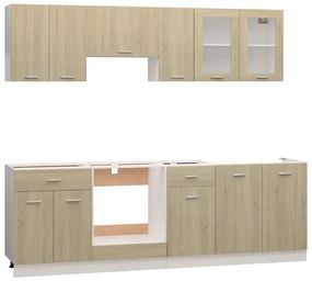 vidaXL Σετ Ντουλάπια Κουζίνας 8 Τεμαχίων Sonoma Δρυς Μοριοσανίδα