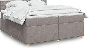 vidaXL Κρεβάτι Boxspring με Στρώμα Taupe 200x200 εκ. Υφασμάτινο