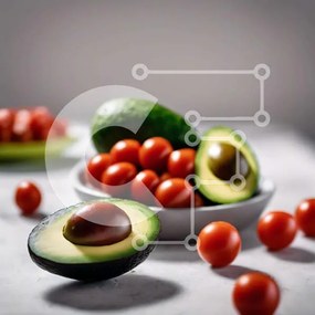 Σετ των 2 Intra Συλλεκτικό Ξύλινο Παζλ Plywood 4mm - Φρέσκα αβοκάντο και ντομάτες σε ένα μπολ Σε Ξύλινο Κουτί - Διαστάσεις: 10x10 cm – 25 κομμάτια