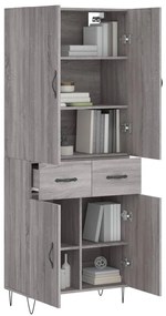 vidaXL Ντουλάπι Γκρι Sonoma 69,5 x 34 x 180 εκ. Επεξεργασμένο Ξύλο
