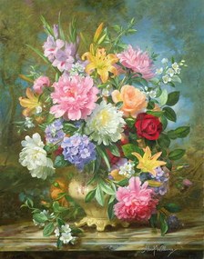 Αναπαραγωγή Peonies and mixed flowers, Albert Williams