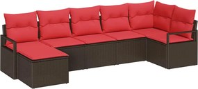 vidaXL Σετ Καναπέ με μαξιλάρι 7 pcs Καφέ συνθετικό ρατάν