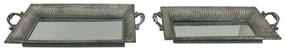 Διακοσμητικοί Δίσκοι Με Καθρέπτη (Σετ 2Τμχ) 160-123-067 55,5x30x8,5/50,5x24,5x8,5cm Silver Μέταλλο