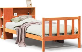 vidaXL Κρεβάτι Βιβλιοθήκη Χωρίς Στρώμα Καφέ 75x190 εκ Μασίφ Πεύκο
