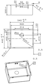 Νεροχύτης Fortinox Squadro-Μήκος: 54 εκ.