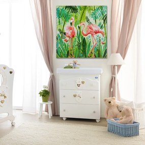Παιδικός πίνακας σε καμβά με φλαμίνγκο KNV0442 95cm x 95cm