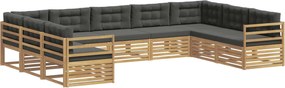 vidaXL Σειρά Καναπέ Εξωτερικού 9 pcs Άσπρο και Ανθρακί