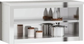 vidaXL Ντουλάπι Κουζίνας Επιτοίχιο με Ράφι Ανοξείδωτο Ατσάλι
