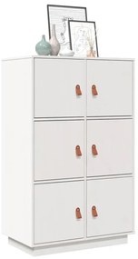 vidaXL Ντουλάπι Ψηλό Λευκό 67 x 40 x 108,5 εκ. από Μασίφ Ξύλο Πεύκου