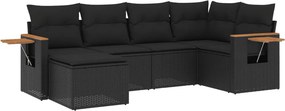 vidaXL Patio Sofa Set 6-θέσια Black