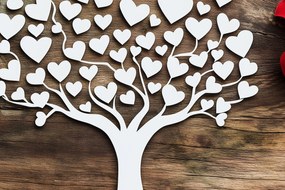 Σετ των 2 Intra απο ξύλο plywood 3mm-4mm πάχος – Paper Cut Love Tree Δίασταση  20x20 cm INTRAFABR-112695169