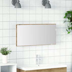 vidaXL Καθρέφτης Ντουλάπι Μπάνιου  με LED Φως Δρυ Τεχνίτη 80x37 εκ.