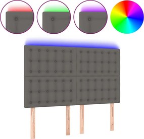 vidaXL Κεφαλάρι Κρεβατιού LED Γκρι 144x5x118/128 εκ