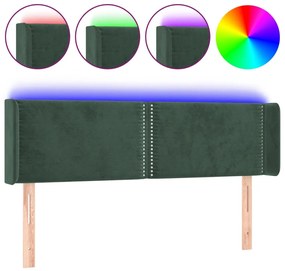 Κεφαλάρι Κρεβατιού LED Σκούρο Πράσινο 147x16x78/88εκ. Βελούδινο 3123147
