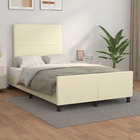 vidaXL Πλαίσιο Κρεβατιού με Κεφαλάρι Κρεμ 120x200 εκ. Συνθετικό Δέρμα