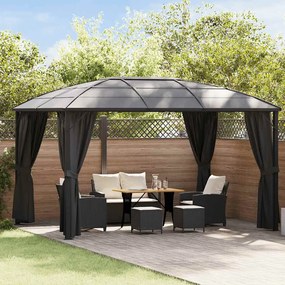 vidaXL Κιόσκι με Κουρτίνες Ανθρακί 400 x 300 x 265 εκ.