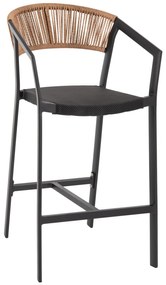 Σκαμπό Μπαρ C5892.05 Αλουμινίου Μαύρο με Μπέζ Rattan &amp; Textline 56x58x105Y εκ. 56x58x105 εκ.