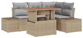 vidaXL Σετ Καναπέ Κήπου με αποθήκευση 5 pcs Μπεζ Πολυ ράταν