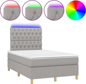 vidaXL Κρεβάτι Boxspring με Στρώμα &amp; LED Αν.Γκρι 120x190εκ. Υφασμάτινο