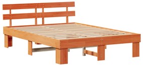 vidaXL Κρεβάτι με Κεφαλάρι Καφέ 150x200 εκ. Μασίφ Ξύλο Πεύκου