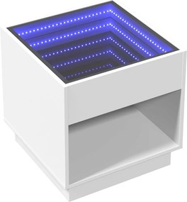 vidaXL Κομοδίνο Άπειρο Φως LED Λευκό 50x50x50 εκ.