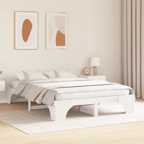vidaXL Κρεβάτι Λευκό Μασίφ ξύλο 160 x 200 cm Ανθεκτικό Κρεβάτι