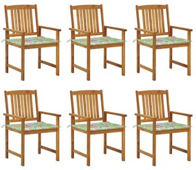 Καρέκλες Κήπου 6 τεμ. από Μασίφ Ξύλο Ακακίας με Μαξιλάρια - Καφέ