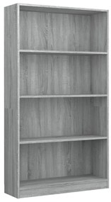 vidaXL Βιβλιοθήκη με 4 Ράφια Γκρι Sonoma 80x24x142 εκ. Επεξεργ. Ξύλο