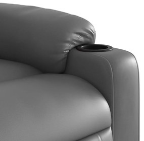 Πολυθρόνα Ανακλινόμενη με Ανύψωση Γκρι Συνθετικό Δέρμα - Γκρι