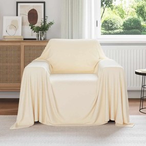 vidaXL Κουβέρτα Κρεμ 210 x 140 εκ Μαλλί
