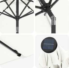 vidaXL Ομπρέλα Κήπου με LED Φώτα και Βάση 2,3 x 2,3 m Πολυεστέρας Κρεμ
