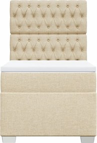 vidaXL Κρεβάτι Boxspring με Στρώμα Κρεμ 80 x 200 εκ. Υφασμάτινο