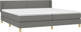 vidaXL Κρεβάτι Boxspring με Στρώμα Σκούρο Γκρι 200x200 εκ. Υφασμάτινο