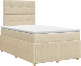 vidaXL Κρεβάτι box spring με στρώμα Κρεμ 120 x 190 cm Ύφασμα