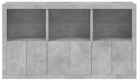 vidaXL Μπουφές με Φώτα LED Γκρι Σκυροδέματος 181,5 x 37 x 100 εκ.
