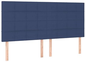 Κρεβάτι Boxspring με Στρώμα Μπλε 200x200 εκ. Υφασμάτινο - Μπλε